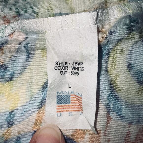 2013 Fiesta Bowl Shirt KS OR Womens LG V Neck Burnout Camo Trippy Rainbow Color - Picture 9 of 9